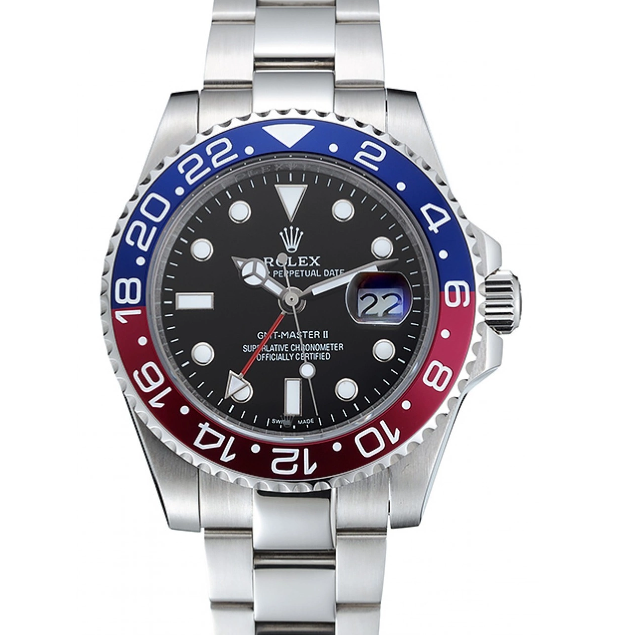 Watch Black Master Blue Dial GMT Red Rose Rolex II Bezel 0613
